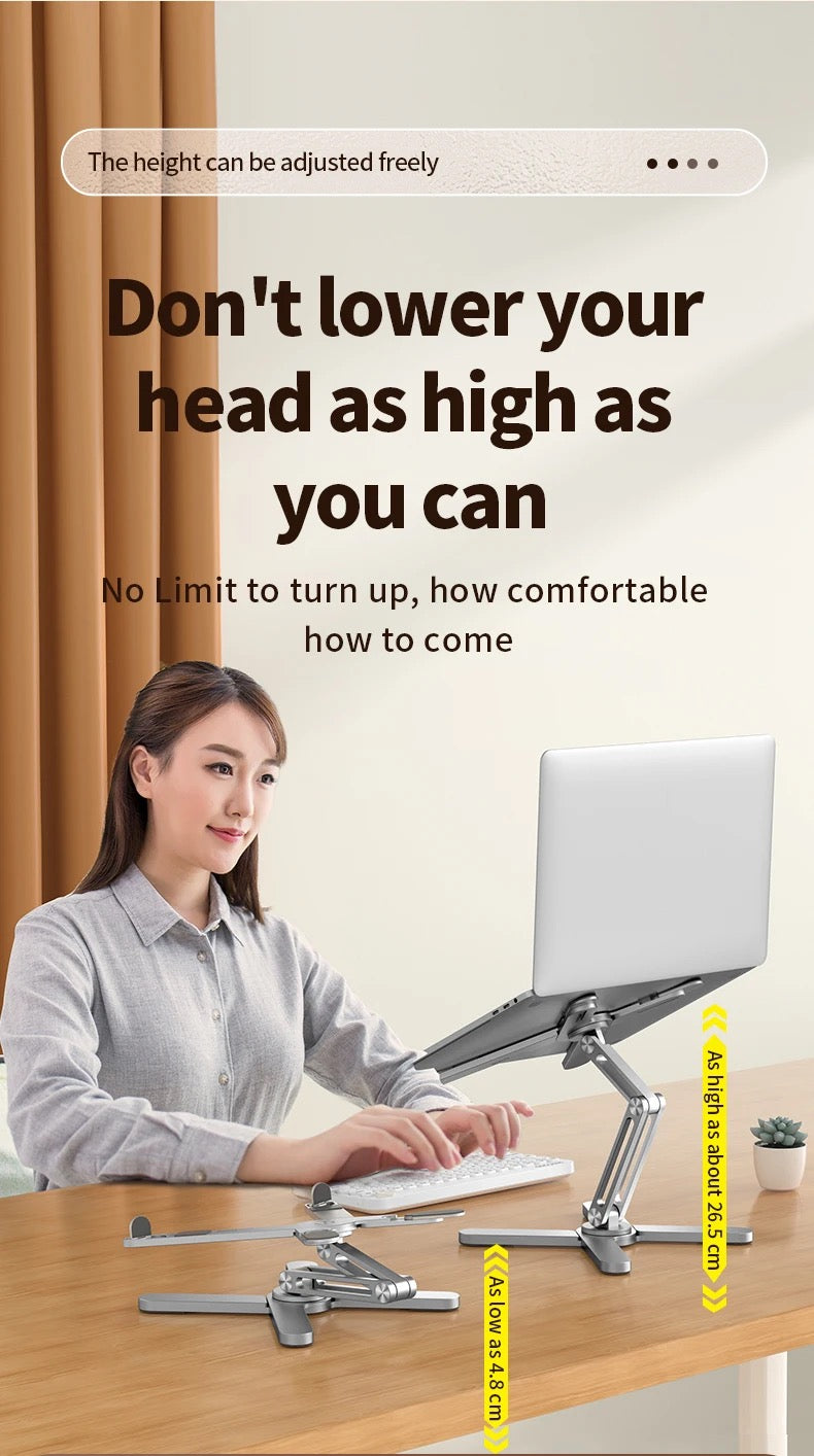 Foldable 360° Rotating Laptop Stand – Portable Aluminum Alloy Notebook Holder with Heat Dissipation for Tablet & Book