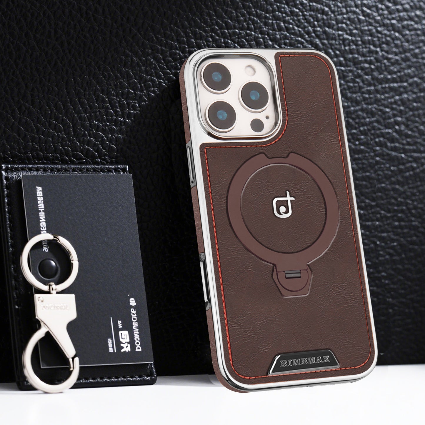 Luxury MagSafe Leather iPhone Case with Bracket Support