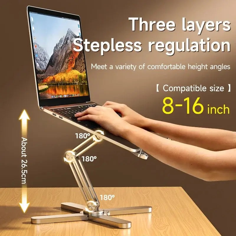 Foldable 360° Rotating Laptop Stand – Portable Aluminum Alloy Notebook Holder with Heat Dissipation for Tablet & Book