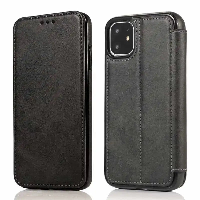 Étui de luxe en cuir pour iPhone – Protection intégrale avant et arrière, style intemporel et design durable