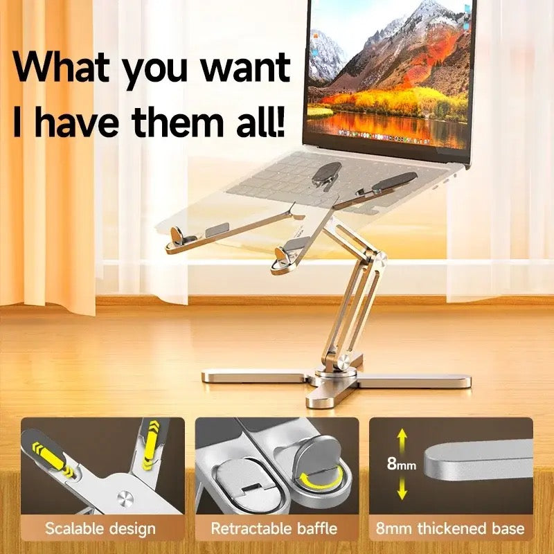 Foldable 360° Rotating Laptop Stand – Portable Aluminum Alloy Notebook Holder with Heat Dissipation for Tablet & Book
