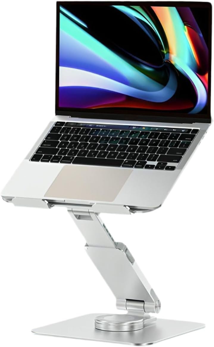 Case116 360-degree Adjustable Laptop Stand, Aluminum Alloy, Foldable Desktop Holder with Anti-Slip Base, silver
