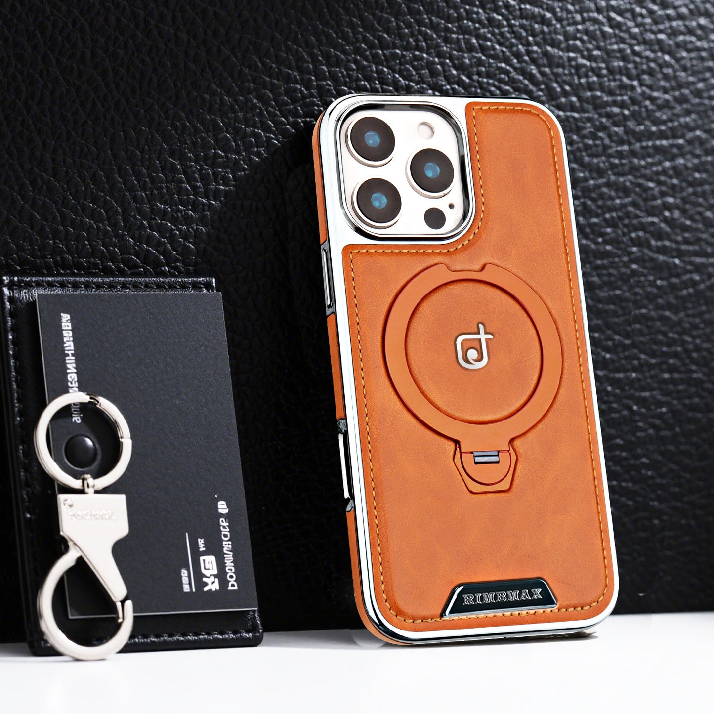 Luxury MagSafe Leather iPhone Case with Bracket Support
