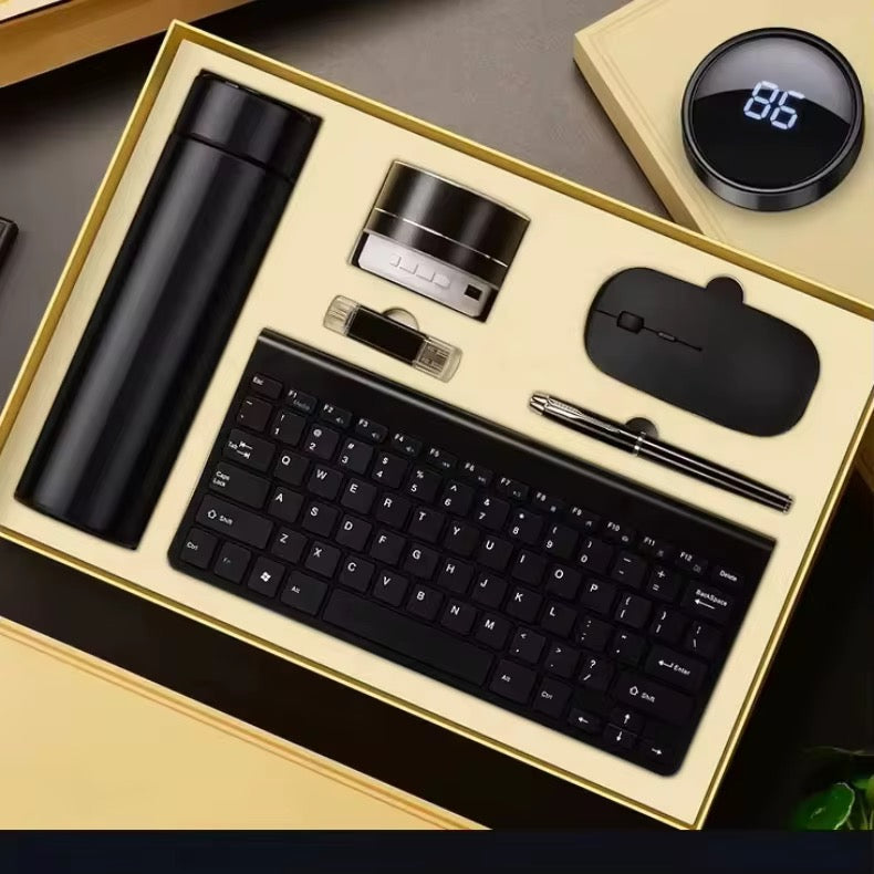 Luxury Office Essentials Gift Set – Wireless Keyboard & Mouse, Pen, Thermos & Smart Accessories