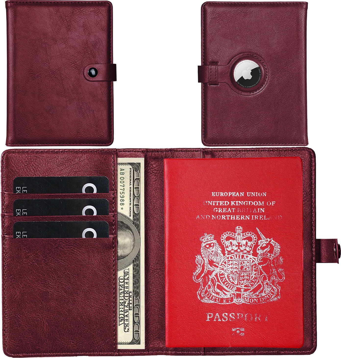 Premium Leather Travel Wallet – Holds 2 Passports, Cards & Cash Securely