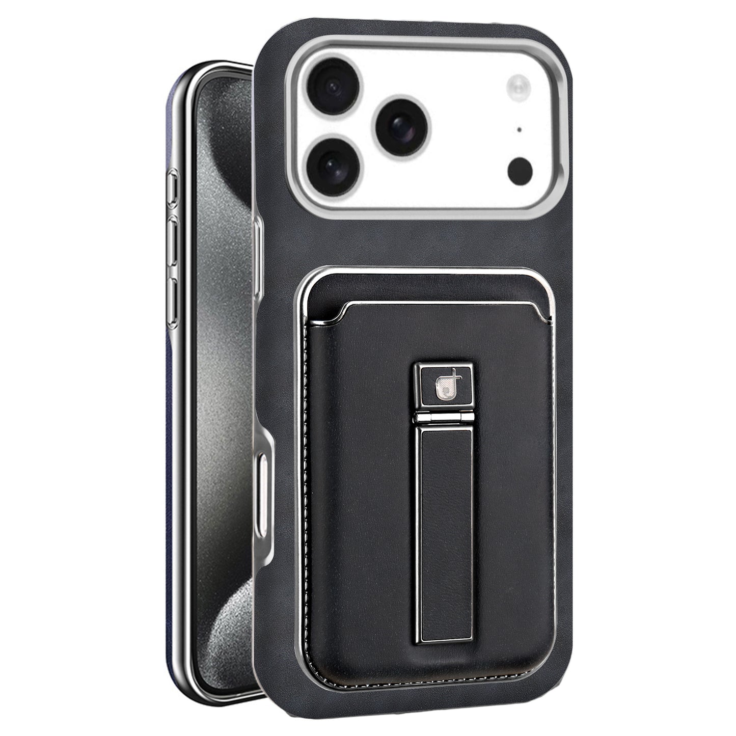iPhone 磁気レザーケース キックスタンド&カードホルダー付き - 保護&スタイリッシュ