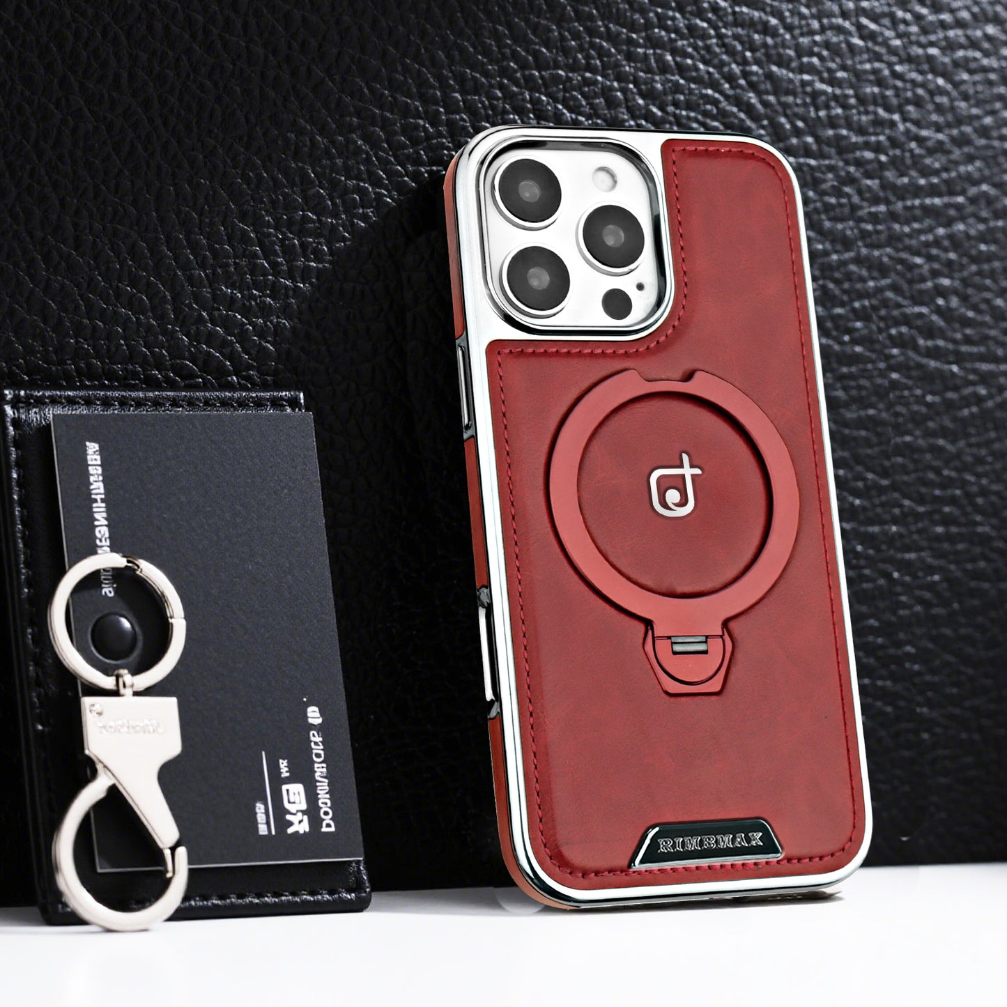 Luxury MagSafe Leather iPhone Case with Bracket Support