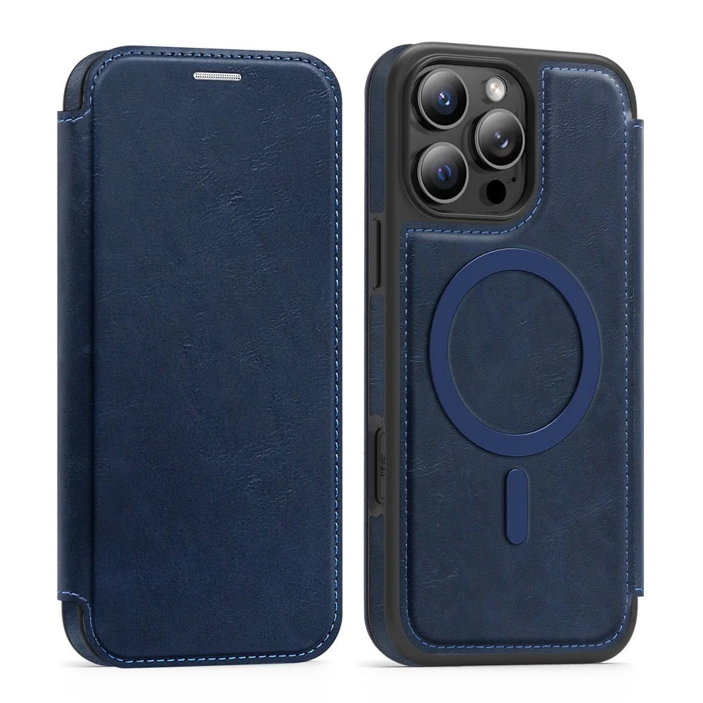 Luxury Leather MagSafe iPhone Case – 360° Protection, Card Holder & Elegant Design
