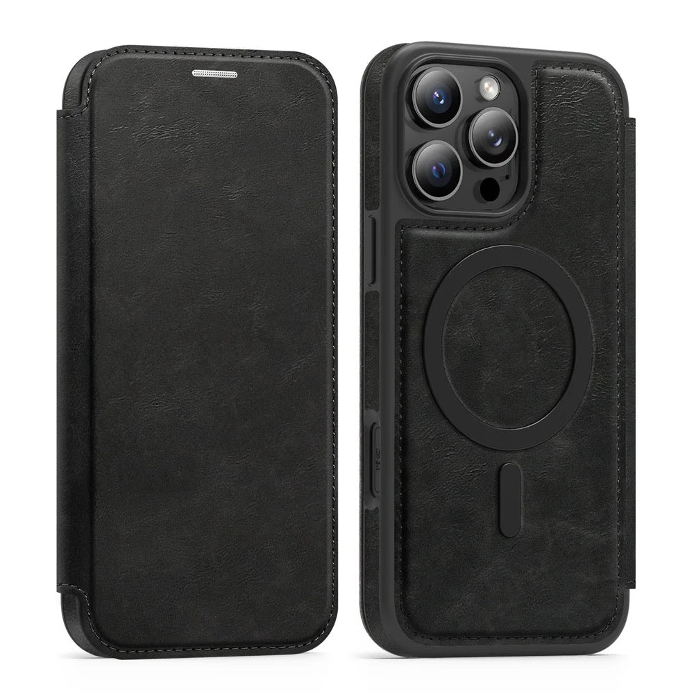 Luxury Leather MagSafe iPhone Case – 360° Protection, Card Holder & Elegant Design
