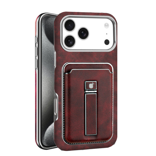 iPhone 磁気レザーケース キックスタンド＆カードホルダー付き - 保護＆スタイリッシュ