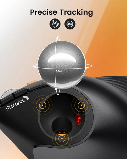 Vertical Wireless Trackball Mouse – Bluetooth Ergonomic Thumb Mouse for Laptop & PC | Rechargeable Rollerball Design