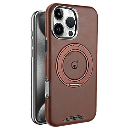 Brown phone case with a ring holder on a white background