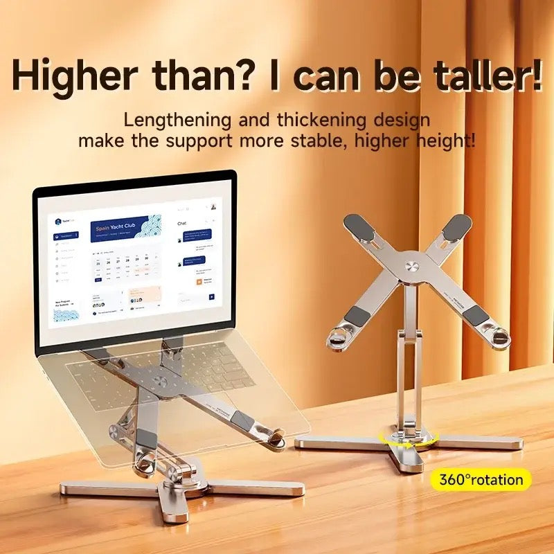 Foldable 360° Rotating Laptop Stand – Portable Aluminum Alloy Notebook Holder with Heat Dissipation for Tablet &amp; Book
