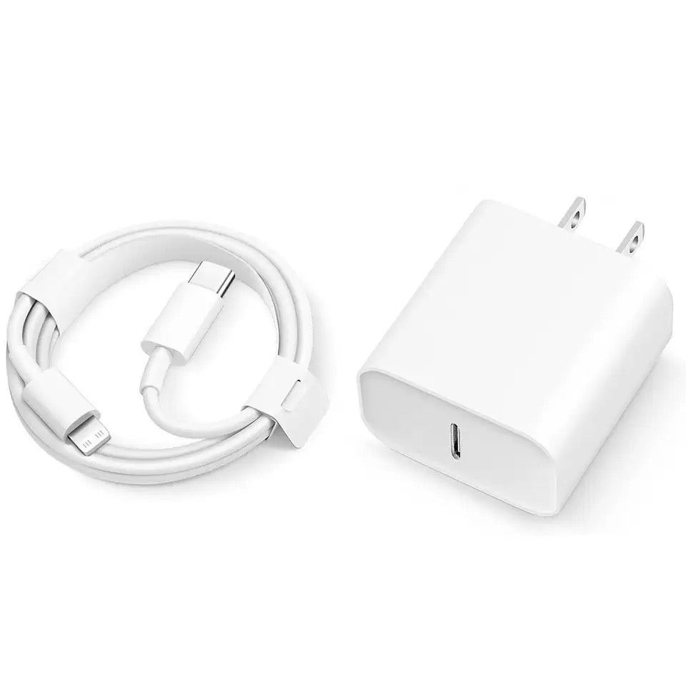 Chargeur rapide PD 20 W pour iPhone – Charge ultra-rapide à 60 % en 30 minutes – Câble USB-C vers Lightning résistant – Adaptateur secteur sûr et efficace