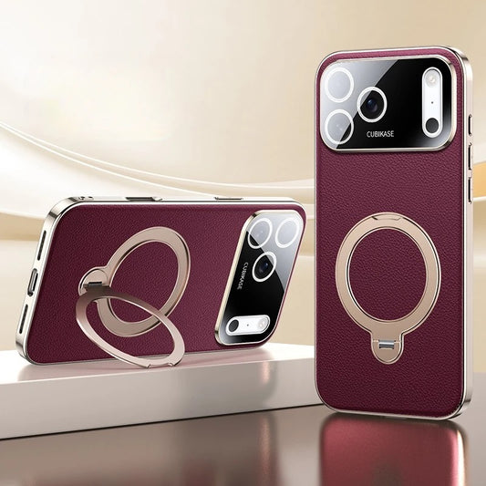 Étui iPhone en cuir antichoc haut de gamme avec support annulaire à 360° – Excellente prise en main, protection intégrale et finition élégante