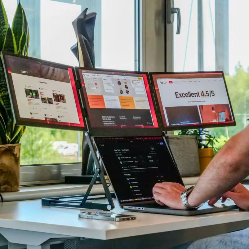 Extension portable pliable à quatre écrans pour ordinateur portable