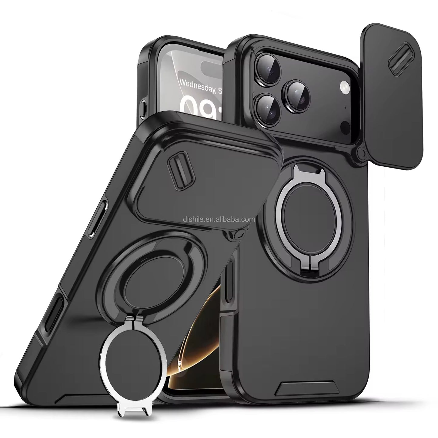 iPhone Case with 360° Ring Stand & Camera Protection – Shockproof & Stylish Cover