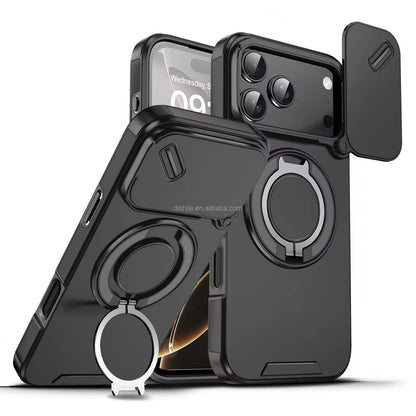 iPhone Case with 360° Ring Stand & Camera Protection – Shockproof & Stylish Cover
