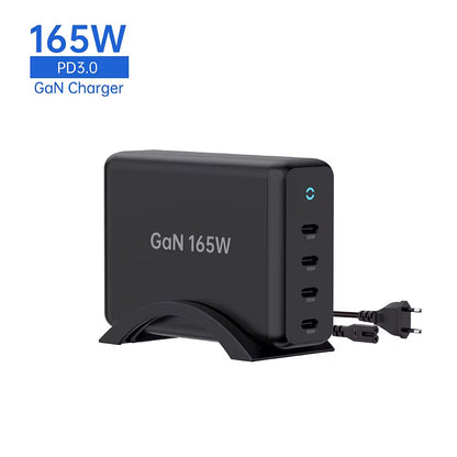 Chargeur GaN 165 W PD 3.0 – Recharge ultra-rapide pour plusieurs appareils, hub d'alimentation compact et sûr