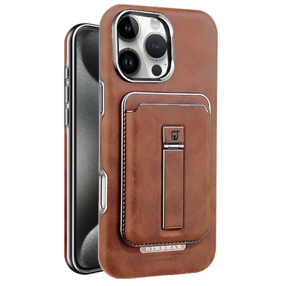 Étui magnétique en cuir pour iPhone avec béquille et porte-cartes - Protection et style