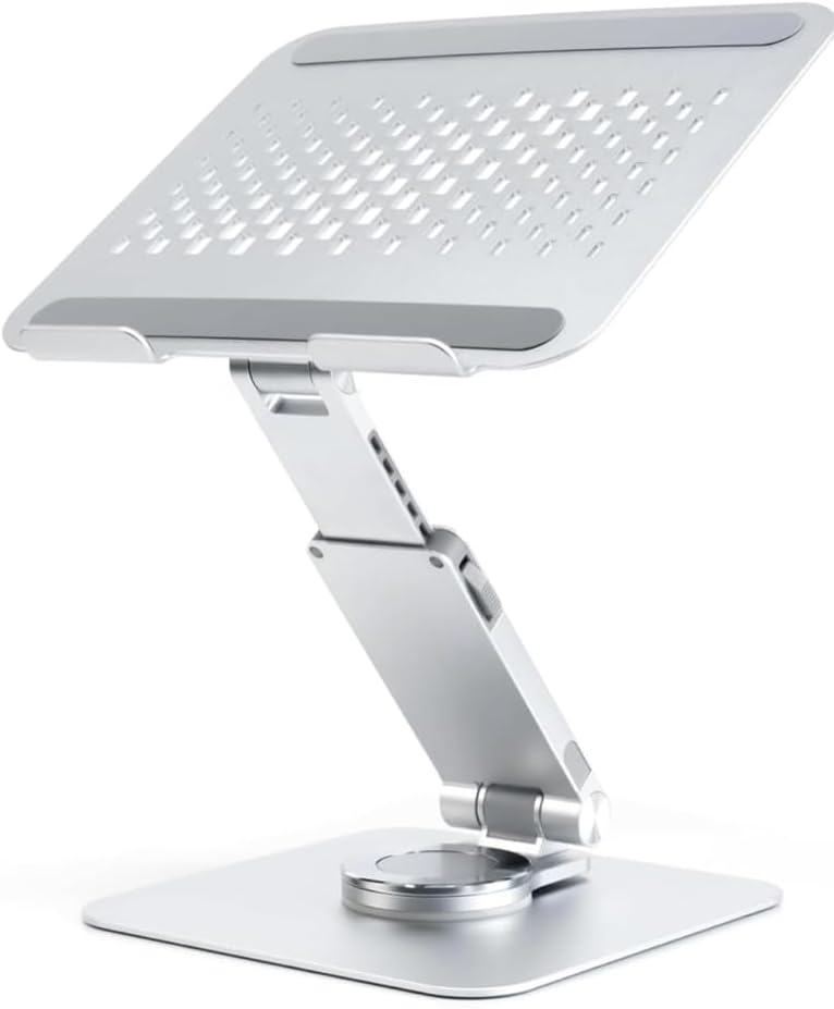 Case116 360-degree Adjustable Laptop Stand, Aluminum Alloy, Foldable Desktop Holder with Anti-Slip Base, silver