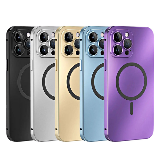 Full metal iPhone case with camera protection and MagSafe compatibility, 360-degree durable cover for all-around protection