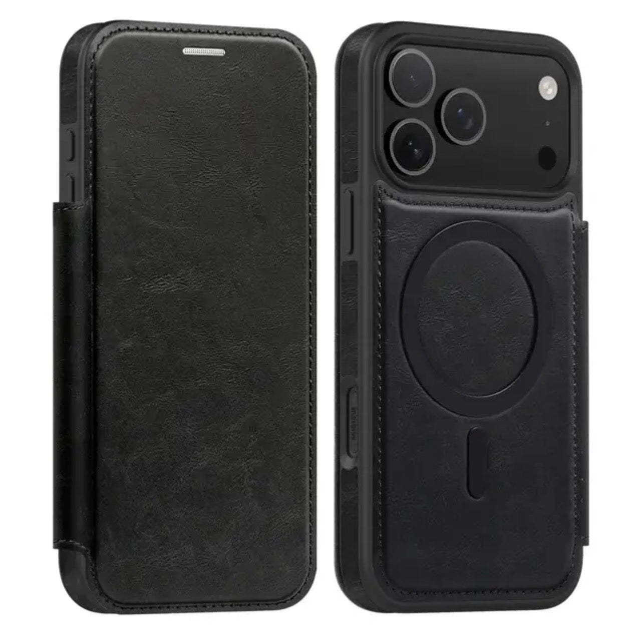 Luxury Leather MagSafe iPhone Case – 360° Protection, Card Holder & Elegant Design