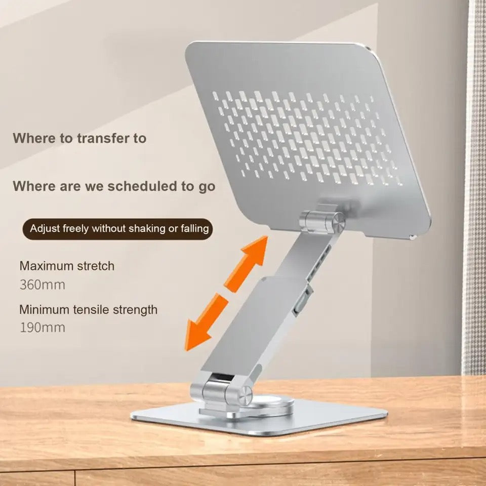 Case116 360-degree Adjustable Laptop Stand, Aluminum Alloy, Foldable Desktop Holder with Anti-Slip Base, silver