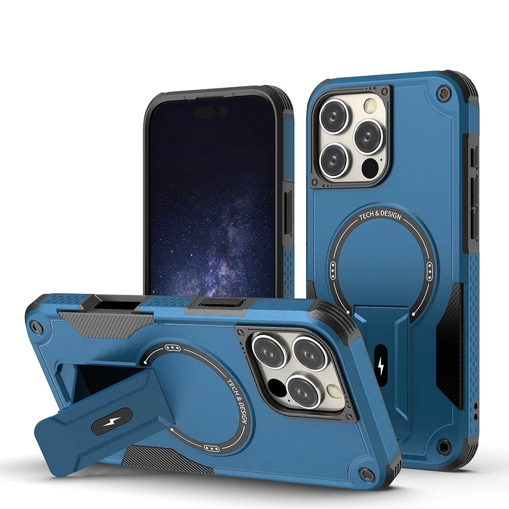 MagSafe Shockproof Case for iPhone 12–17 Pro Max – Rugged Protection, Kickstand & Multiple Colors