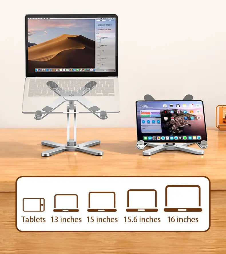 Foldable 360° Rotating Laptop Stand – Portable Aluminum Alloy Notebook Holder with Heat Dissipation for Tablet &amp; Book