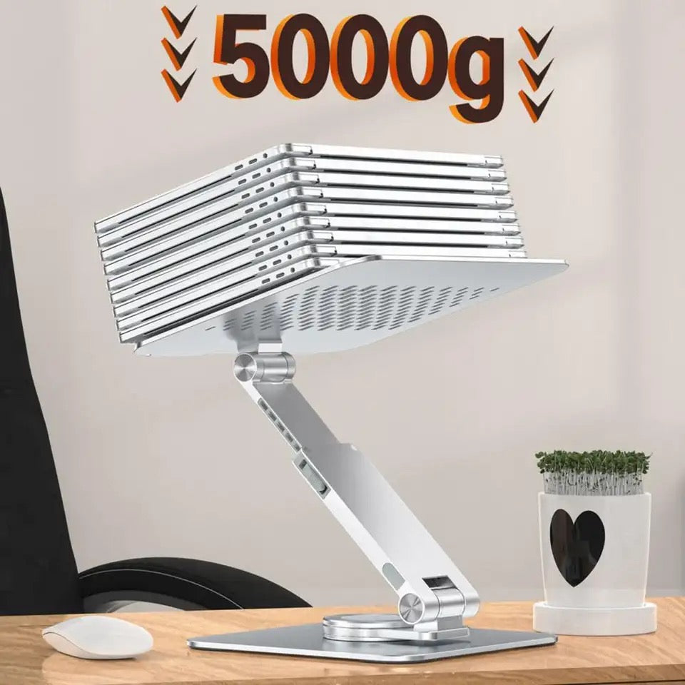 Case116 360-degree Adjustable Laptop Stand, Aluminum Alloy, Foldable Desktop Holder with Anti-Slip Base, silver