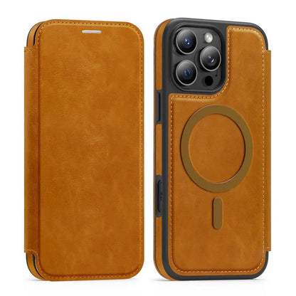 Luxury Leather MagSafe iPhone Case – 360° Protection, Card Holder & Elegant Design