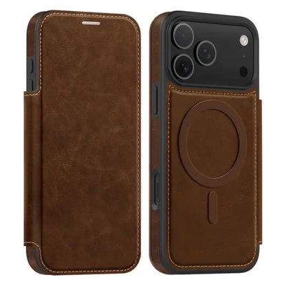 Luxury Leather MagSafe iPhone Case – 360° Protection, Card Holder & Elegant Design