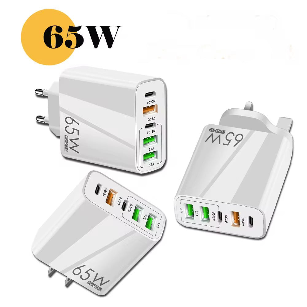 Chargeur rapide tout-en-un 65 W – Charge ultra-rapide PD et QC 3.0 pour téléphones, tablettes et ordinateurs portables