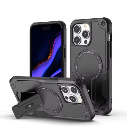 MagSafe Shockproof Case for iPhone 12–17 Pro Max – Rugged Protection, Kickstand & Multiple Colors