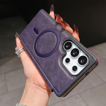 Luxury Leather Samsung Case with Magnetic Closure & MagSafe Compatibility – Elegance, Protection, and Ultimate Comfort