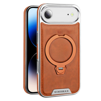 Brown phone case with ring holder on a white background