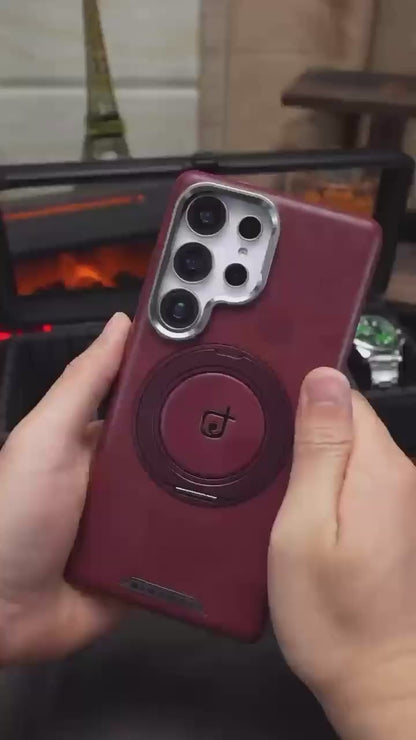 Premium Leather Samsung Case – Elegance, High-End Protection & Built-In Magnetic Design