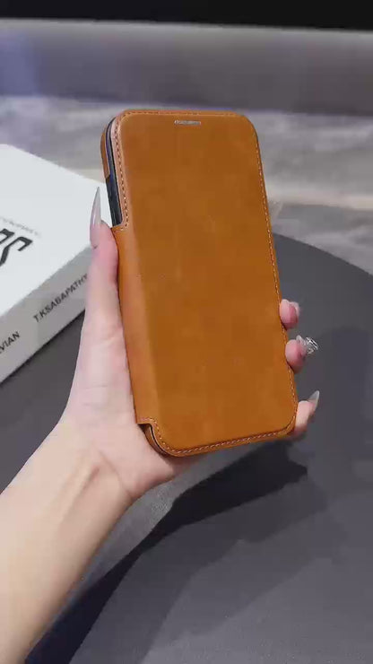 Luxury Leather Samsung Case with Magnetic Closure & MagSafe Compatibility – Elegance, Protection, and Ultimate Comfort